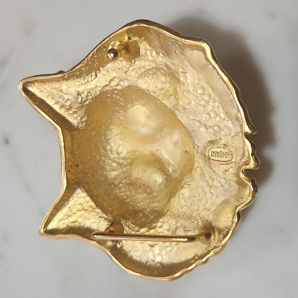 RARE Doreen Ryan 94 Vintage Golden Cat Belt Buckle With Rhinestone Diamond Eyes - Picture 2 of 14